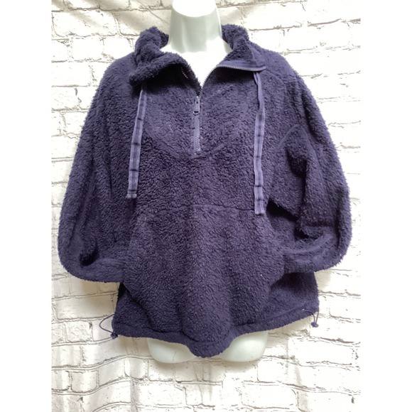 FP Movement Jackets & Blazers - FP Movement Hit The Slopes Fleece Pullover Purple Quarter Zip Sherpa Jacket S